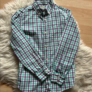 J Crew Crewcuts  Green and Purple Plaid Shirt 12